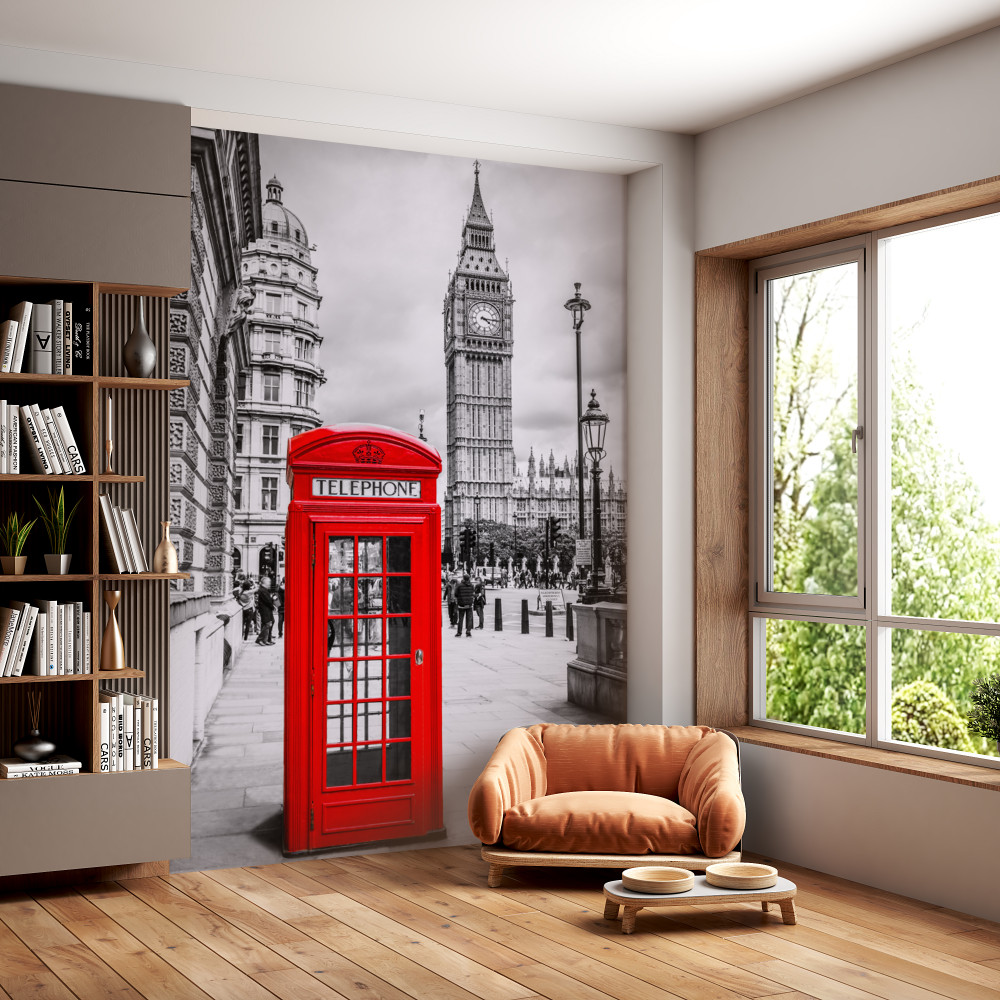 Fototapeta czerwona budka telefoniczna z Big Benem w tle