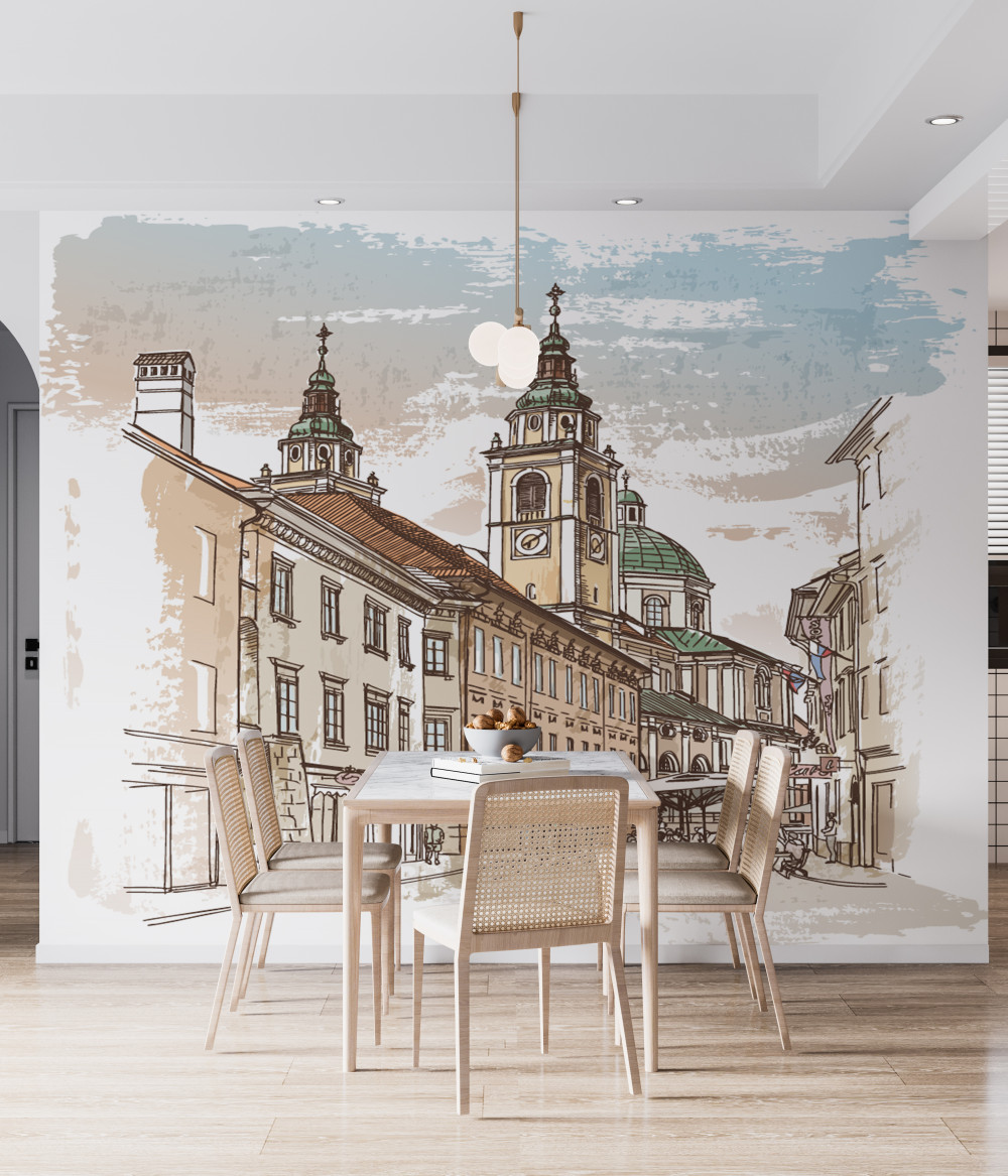 Fototapeta stare miasto ołówkiem