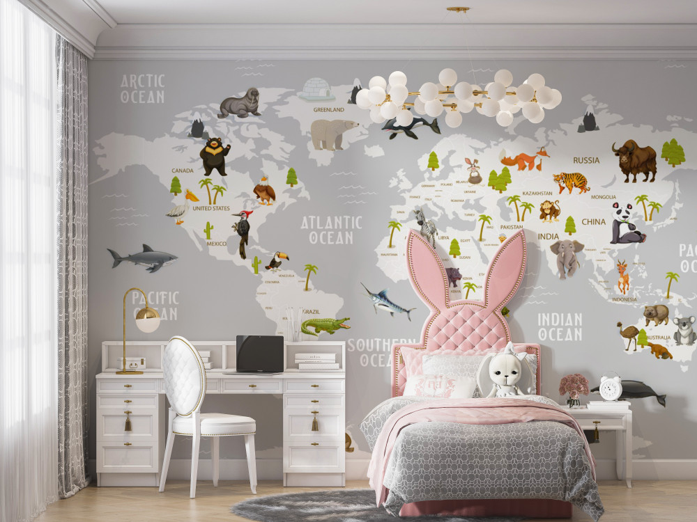 Fototapeta mapa dzikich zwierząt