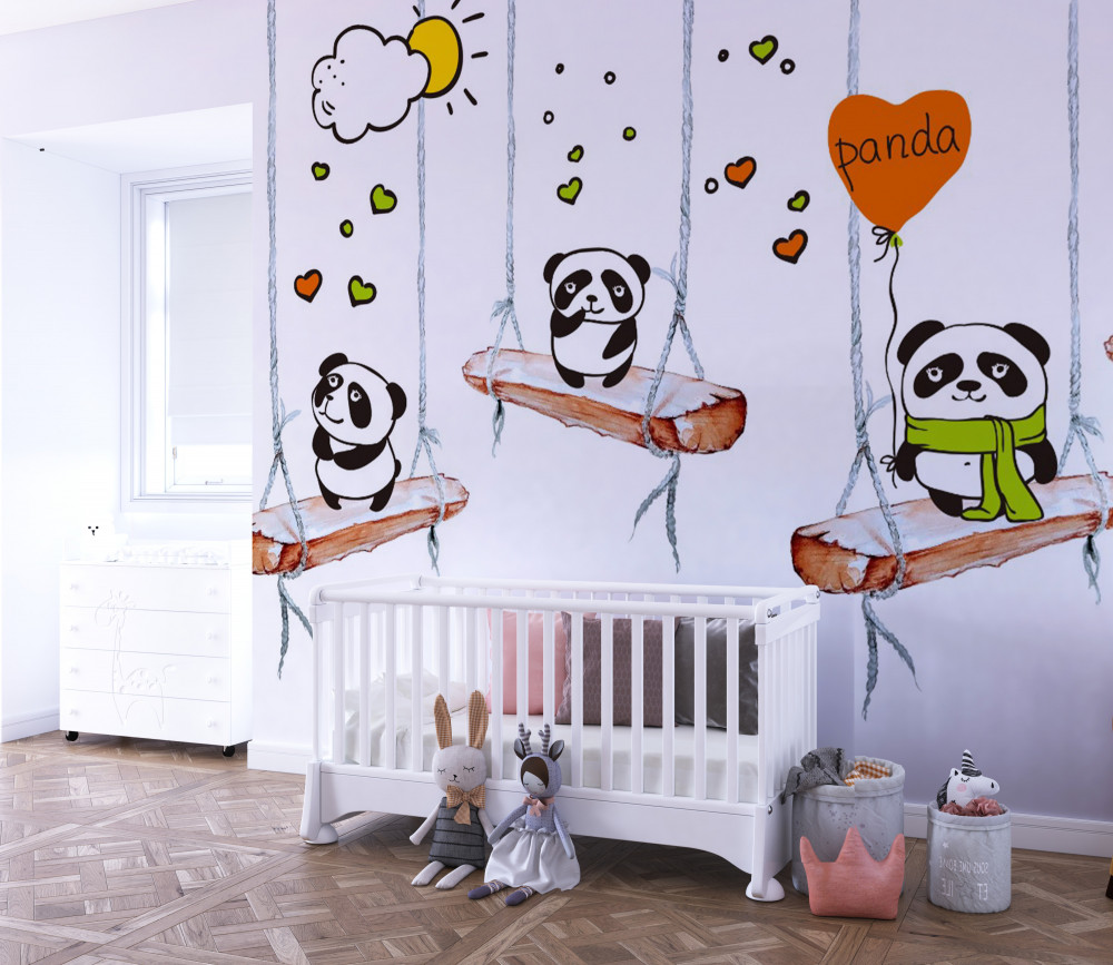 Fototapeta panda na huśtawce