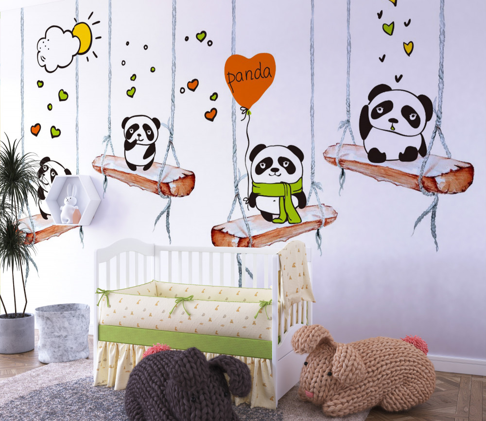 Fototapeta panda na huśtawce