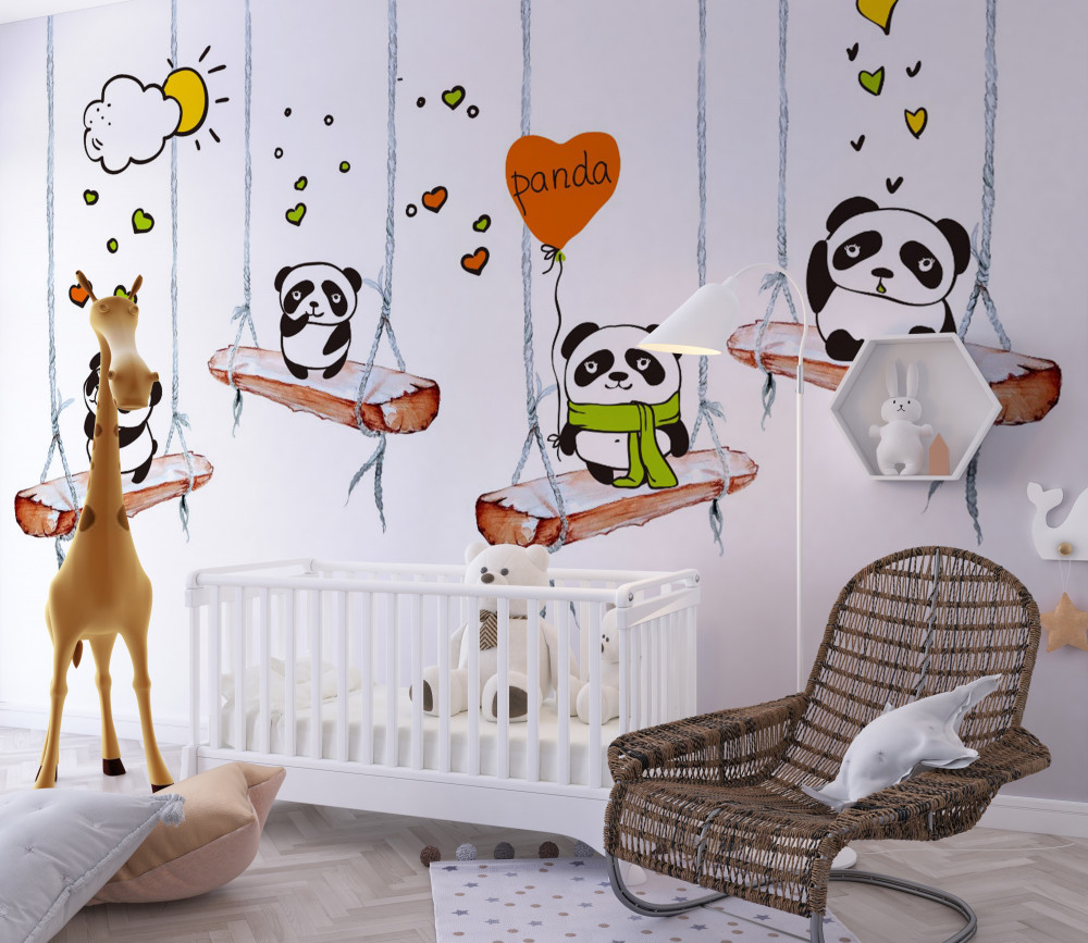 Fototapeta panda na huśtawce