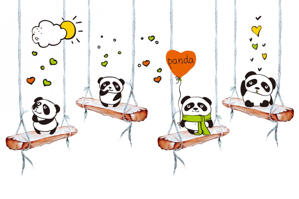 Fototapeta panda na huśtawce