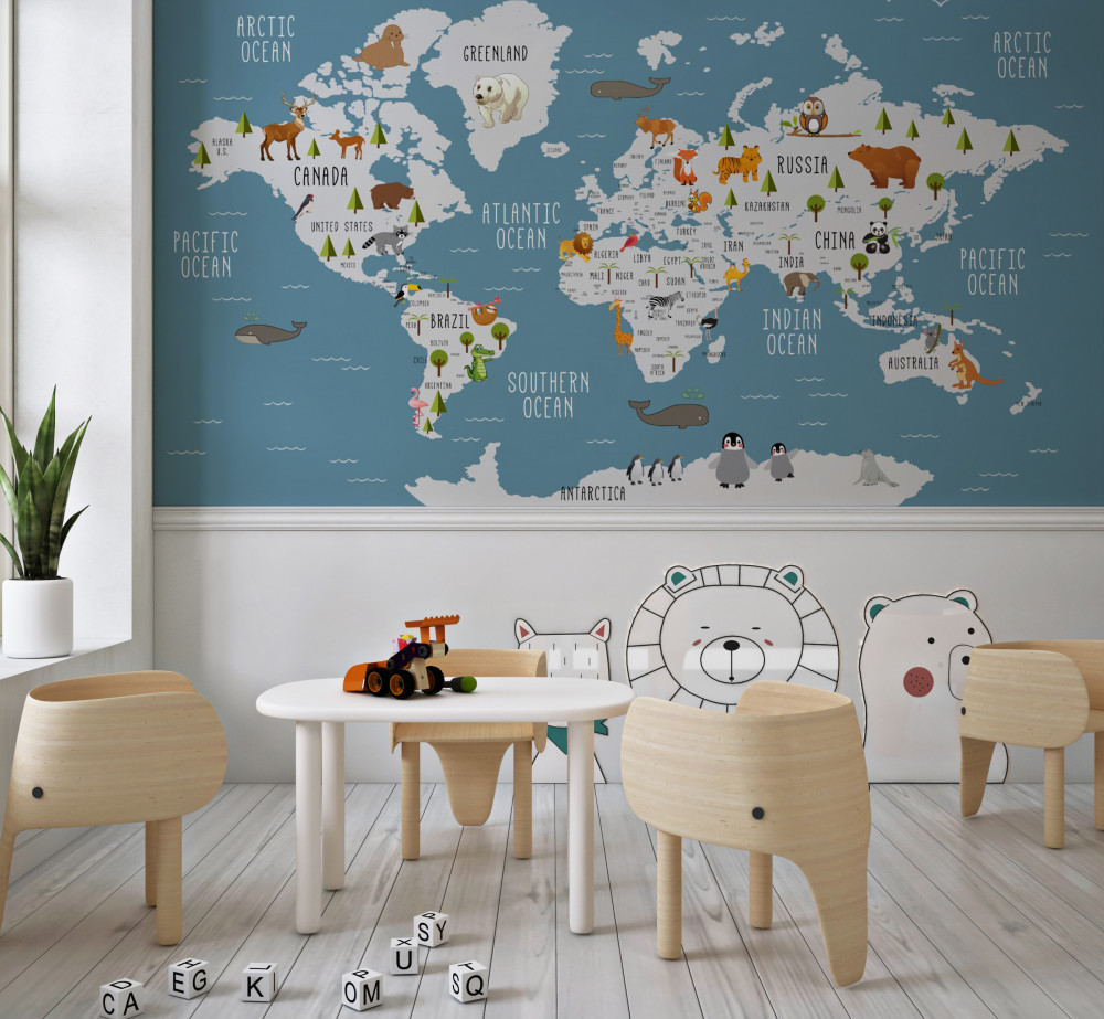Fototapeta mapa w stylu kreskówki