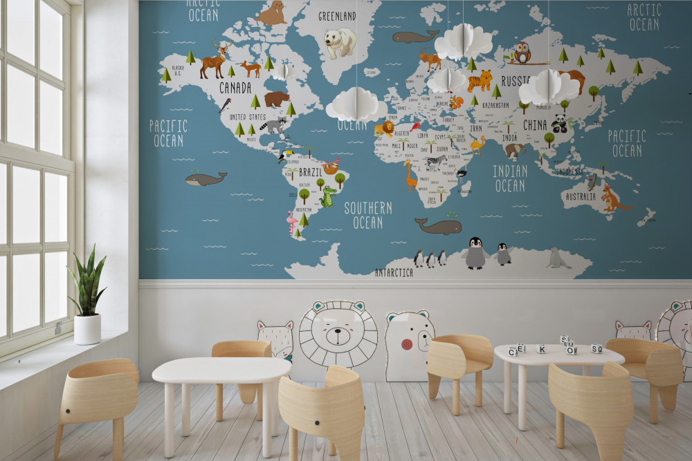 Fototapeta mapa w stylu kreskówki