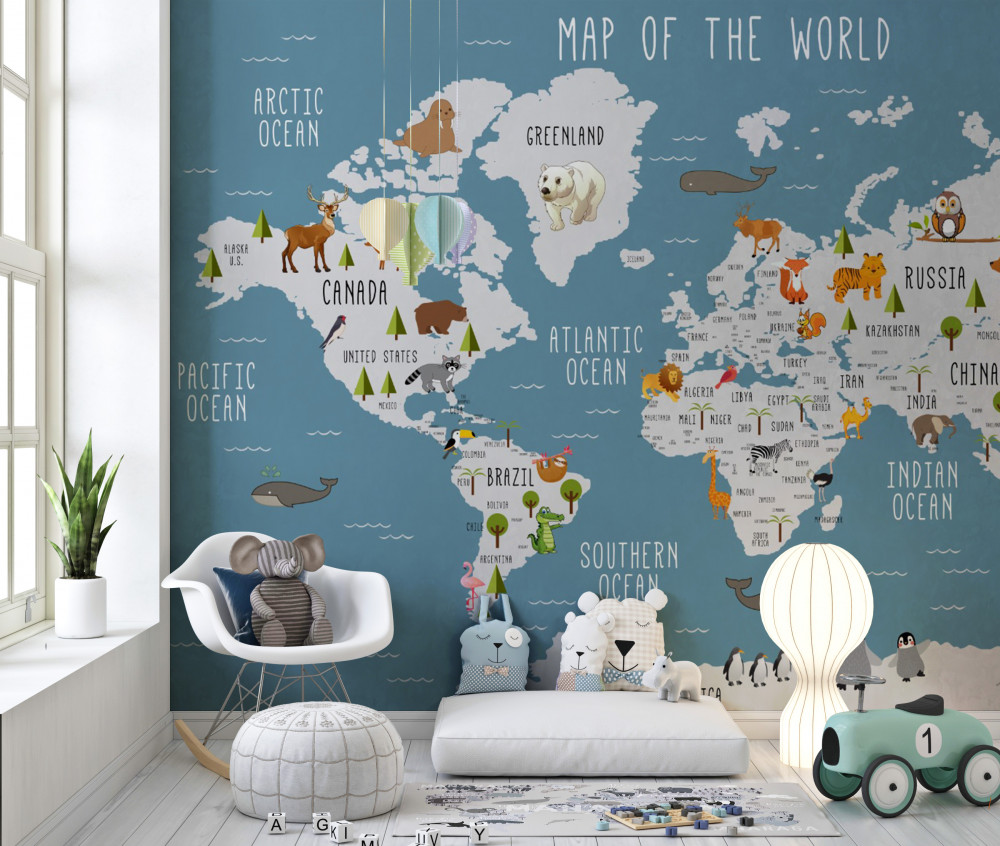 Fototapeta mapa w stylu kreskówki