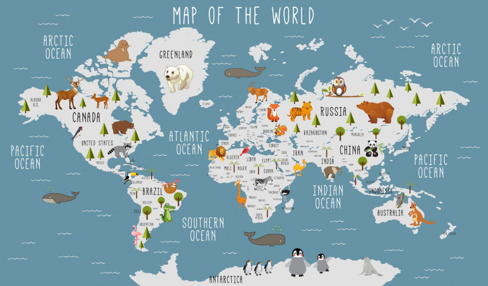 Fototapeta mapa w stylu kreskówki