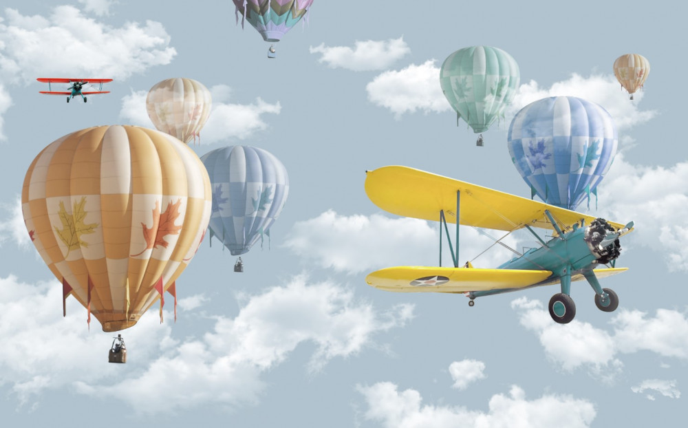 Fototapeta samoloty i balony na niebie
