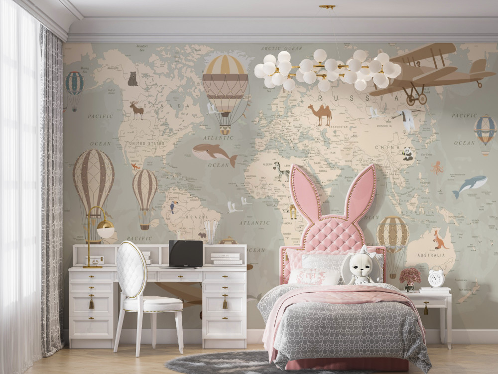 Fototapeta mapa świata ze zdjęciami