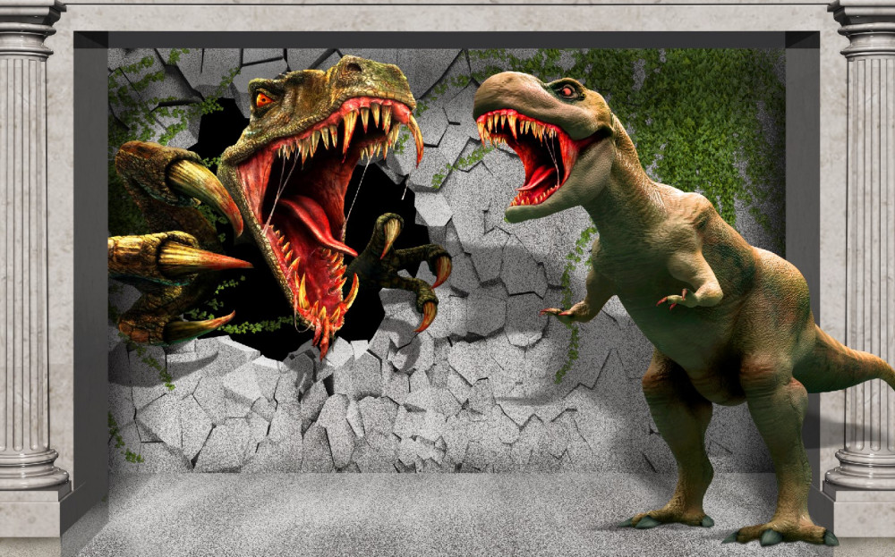 Fototapeta niebezpieczny dinozaur w łuku
