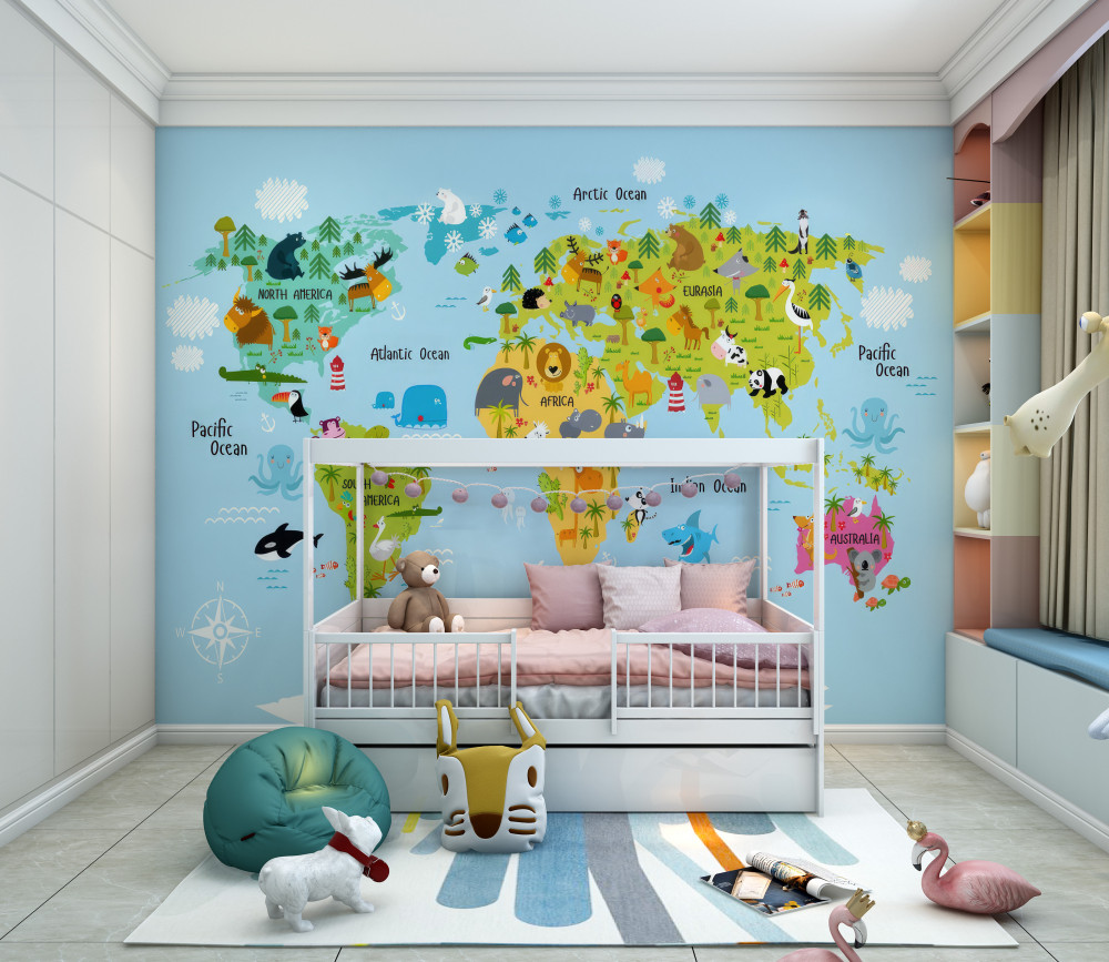 Fototapeta narysowana mapa świata
