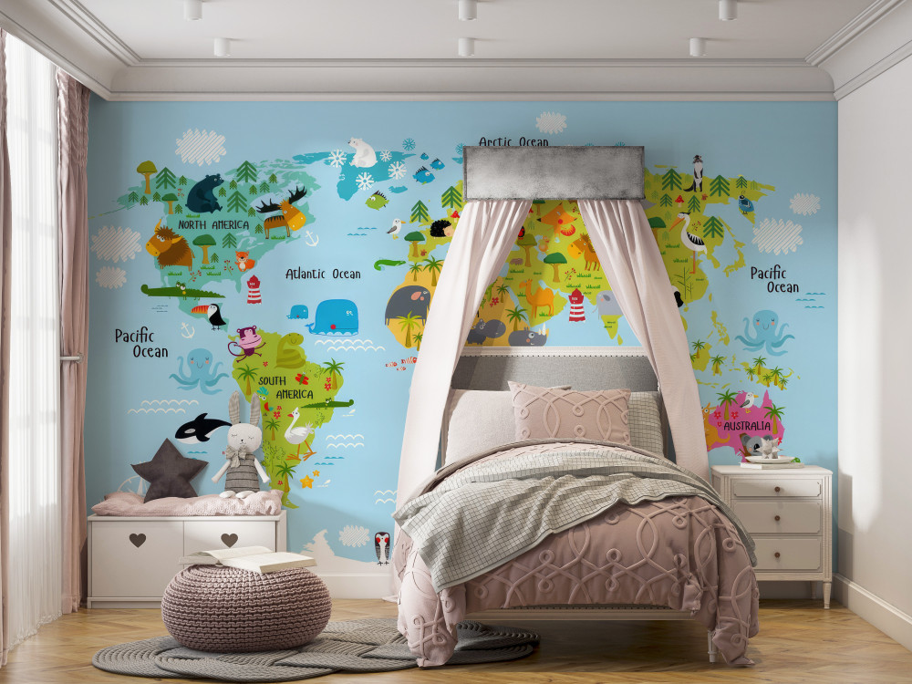 Fototapeta narysowana mapa świata