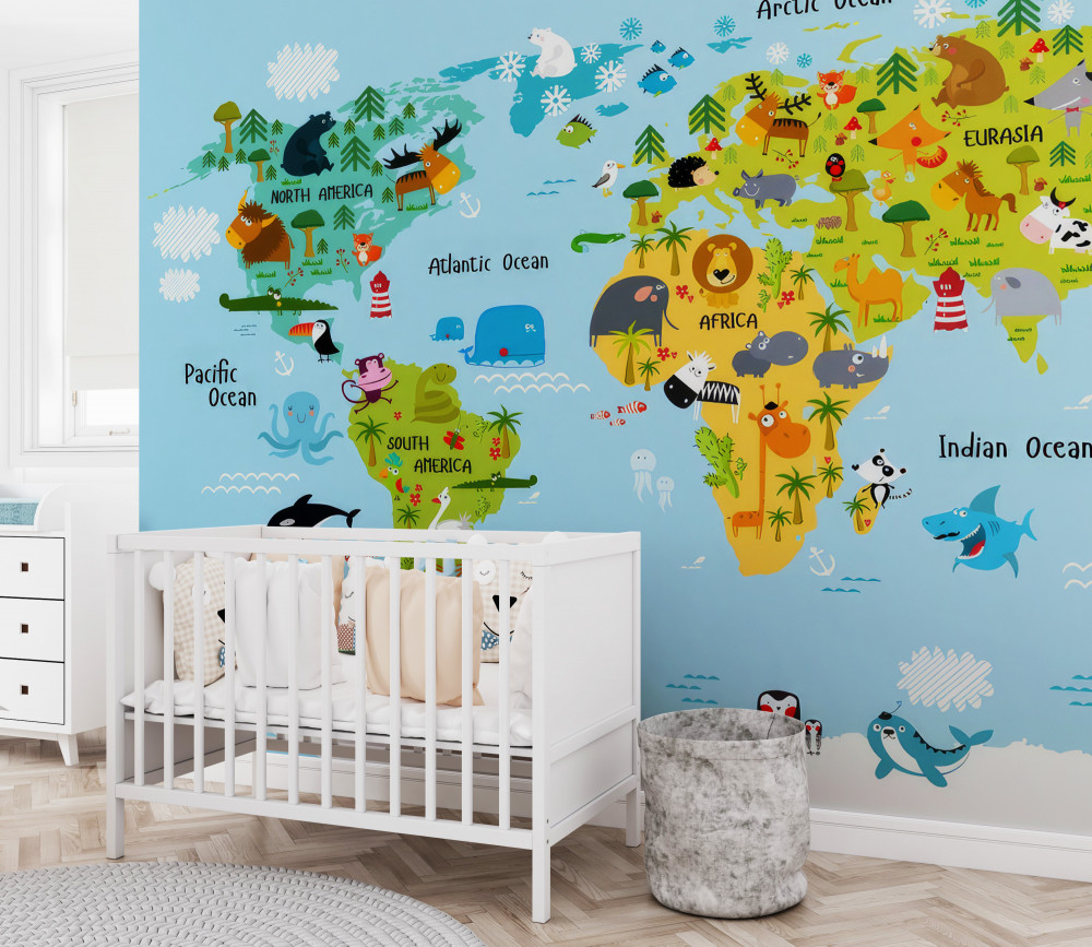 Fototapeta narysowana mapa świata