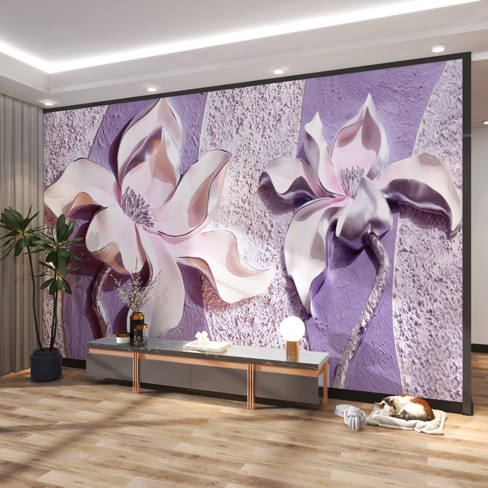 Fototapeta biała porcelanowa lilia z kamieniami