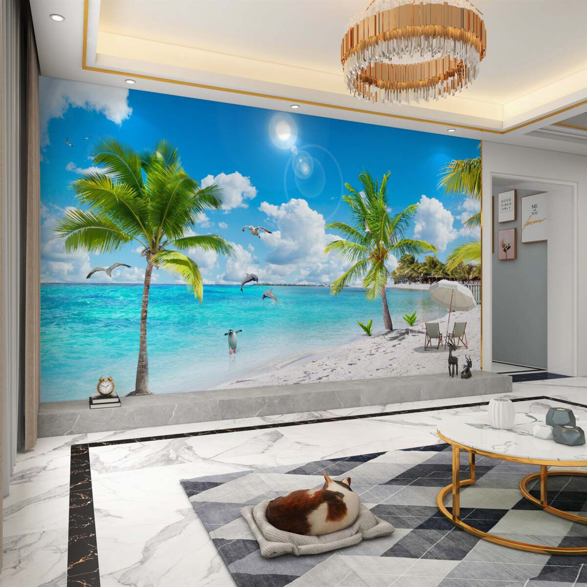 Fototapeta Piaszczysta plaża z palmami