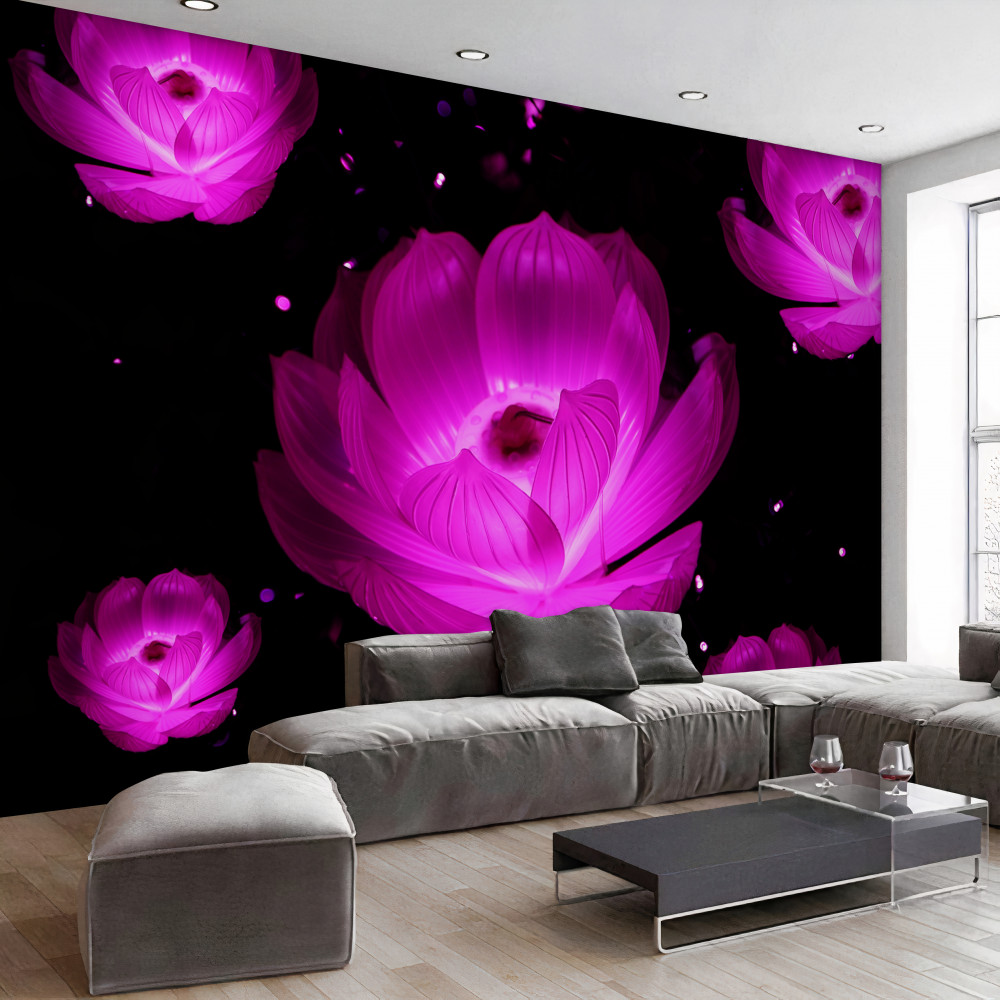 Fototapeta neonowe fioletowe kwiaty