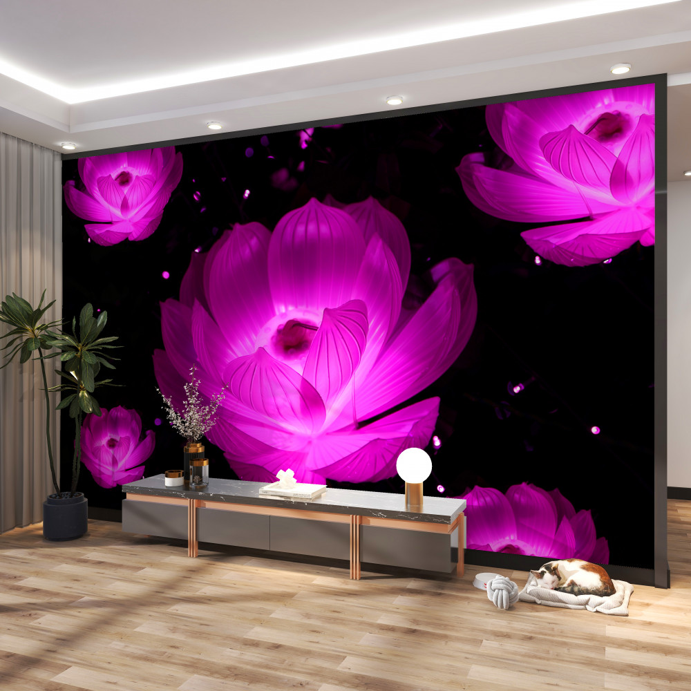 Fototapeta neonowe fioletowe kwiaty