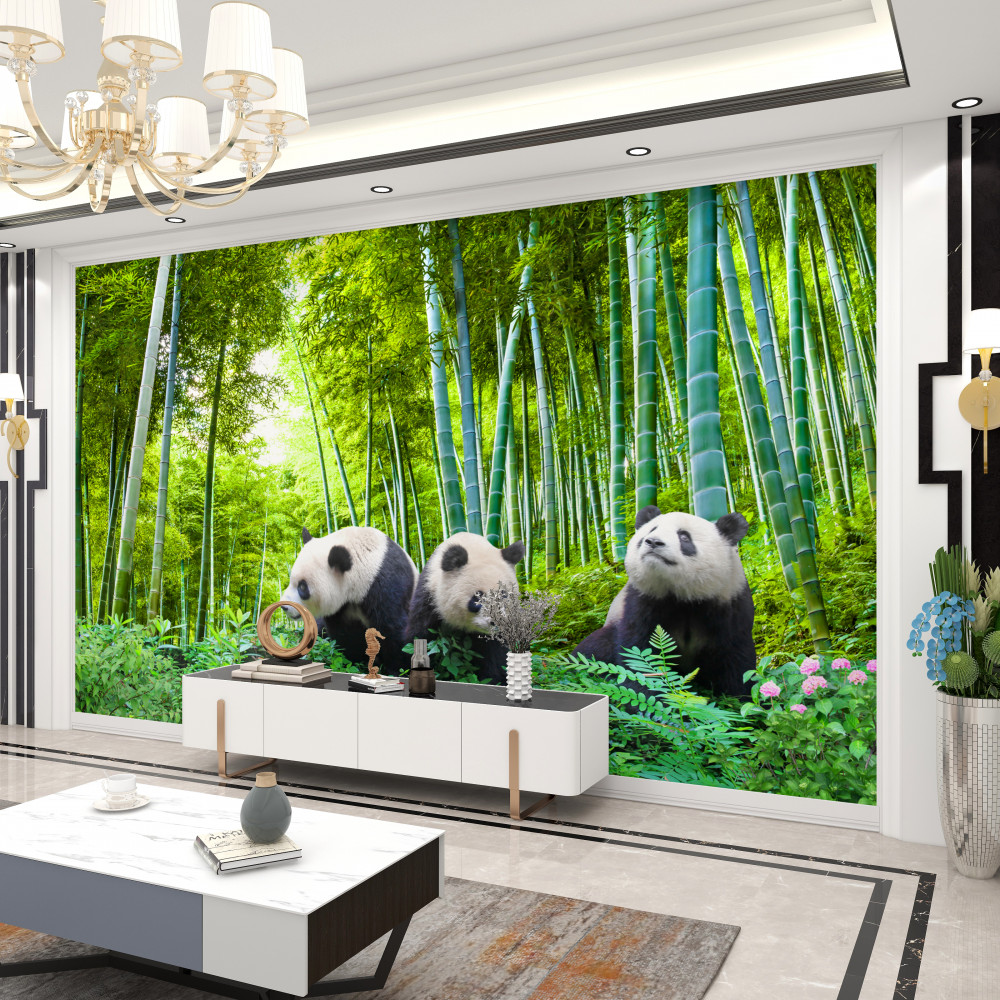 Fototapeta trzy pandy w lesie