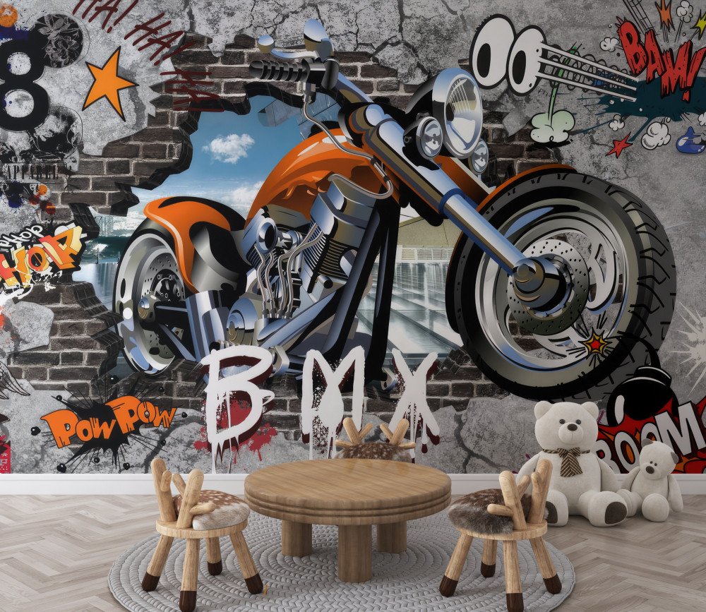 Fototapeta motocykl na graffiti