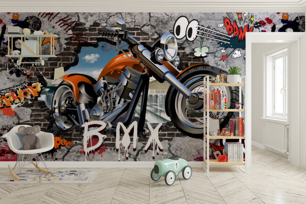 Fototapeta motocykl na graffiti