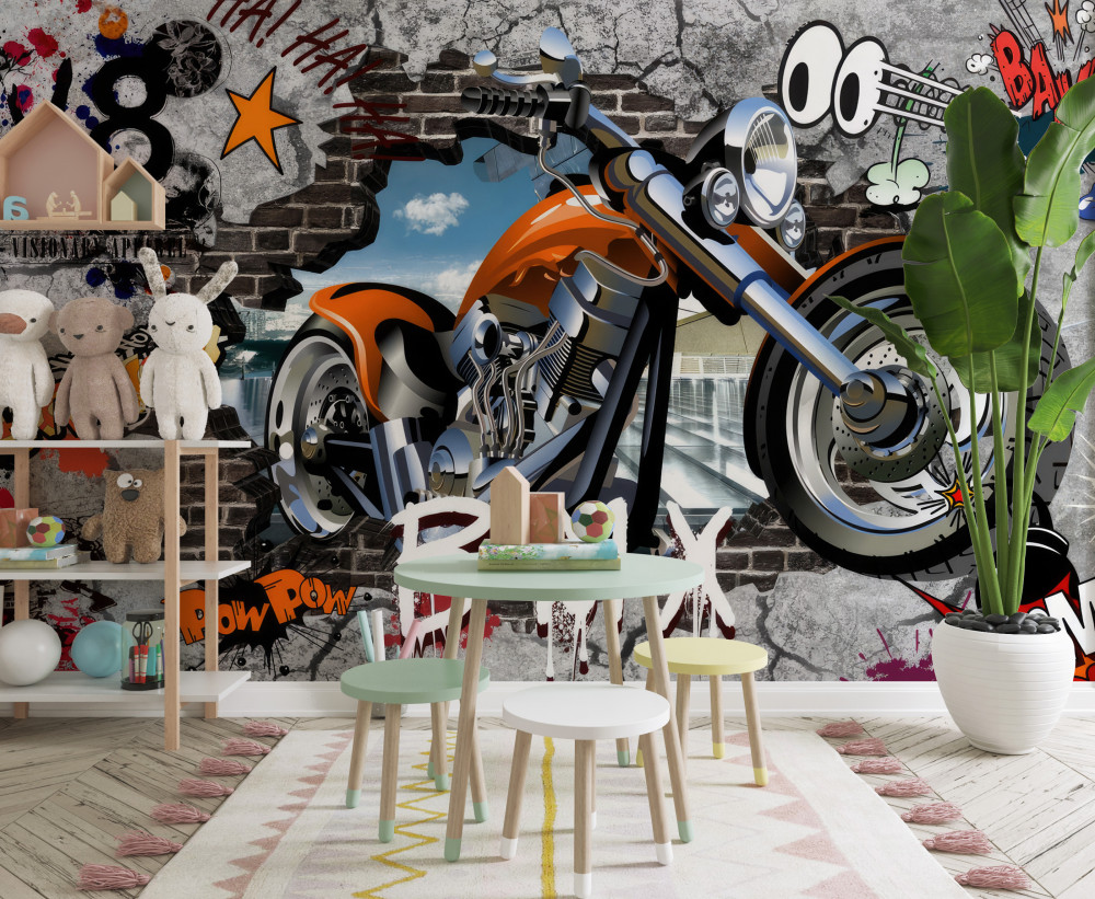 Fototapeta motocykl na graffiti