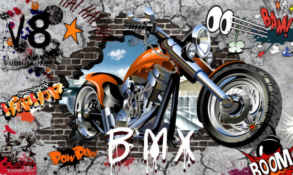 Fototapeta motocykl na graffiti