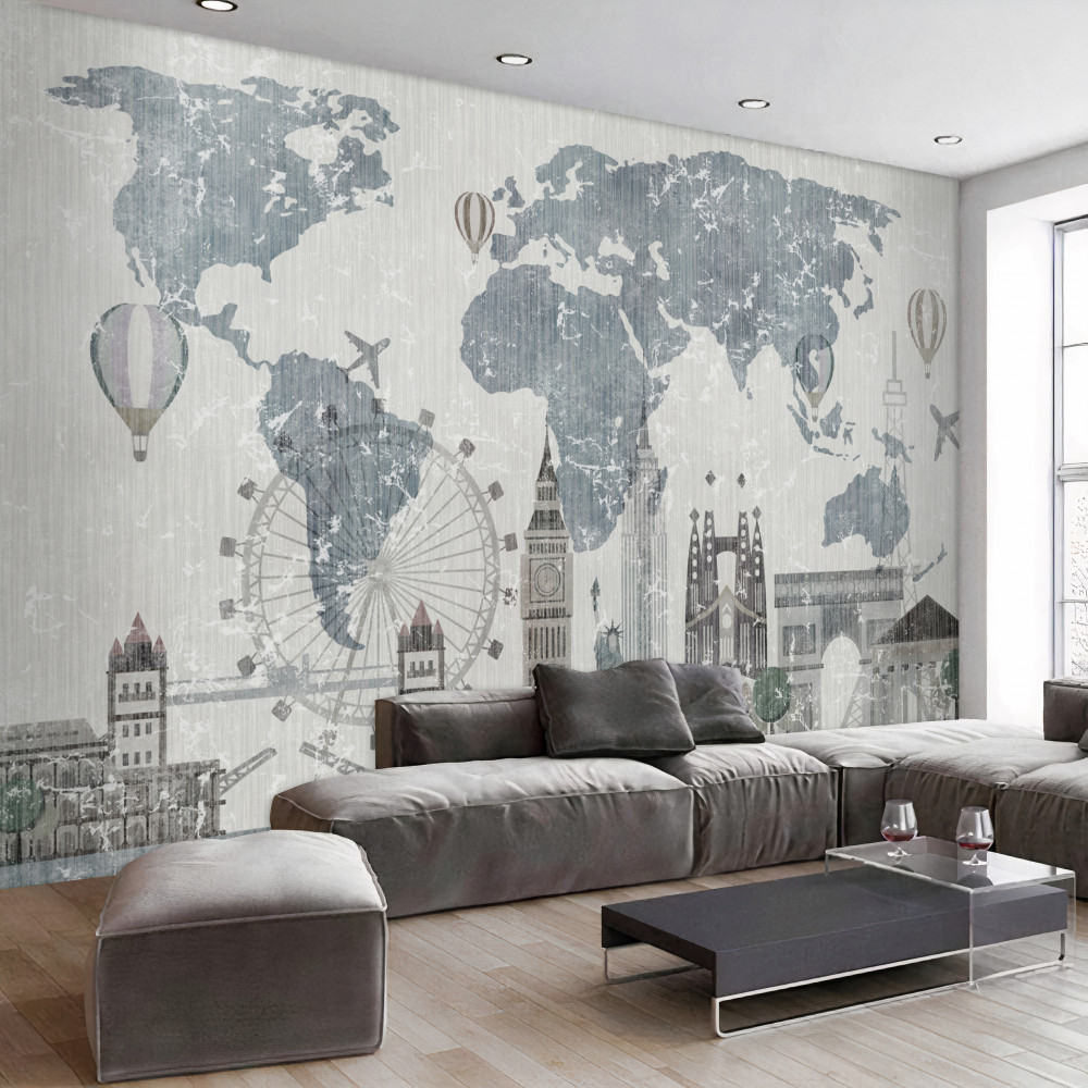 Fototapeta mapa świata z zabytkami Londynu