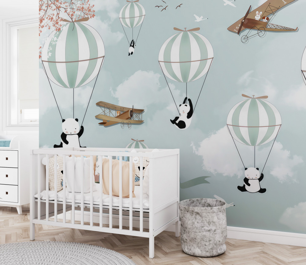 Fototapeta panda na balonach
