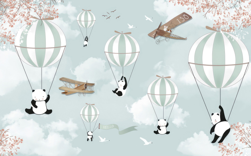 Fototapeta panda na balonach