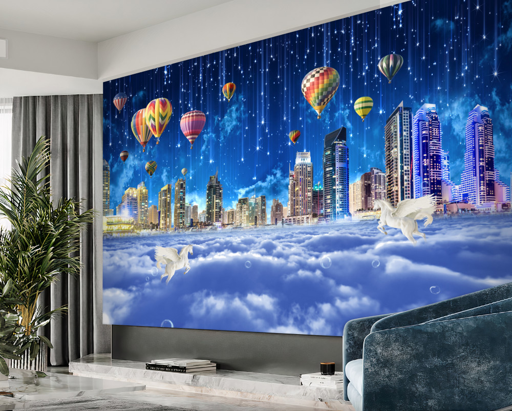 Fototapeta balony w nocnym mieście