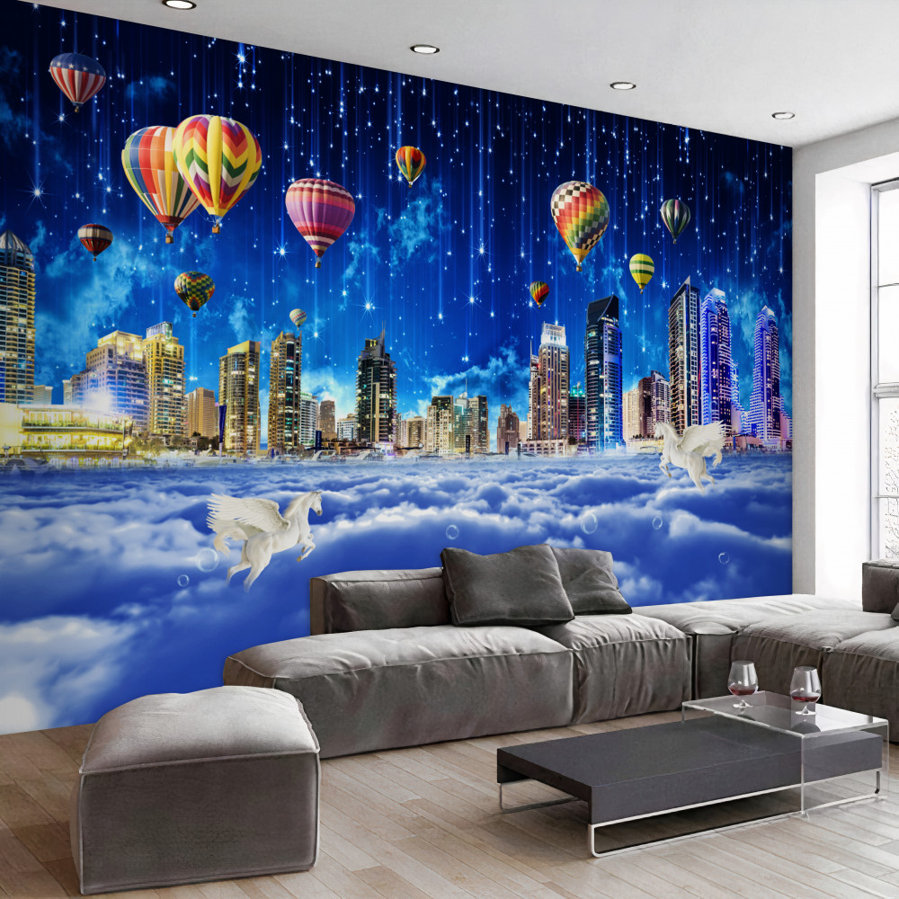 Fototapeta balony w nocnym mieście