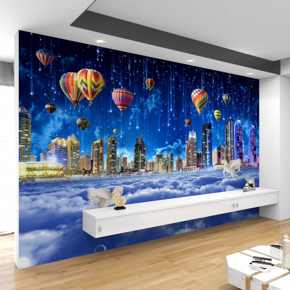 Fototapeta balony w nocnym mieście