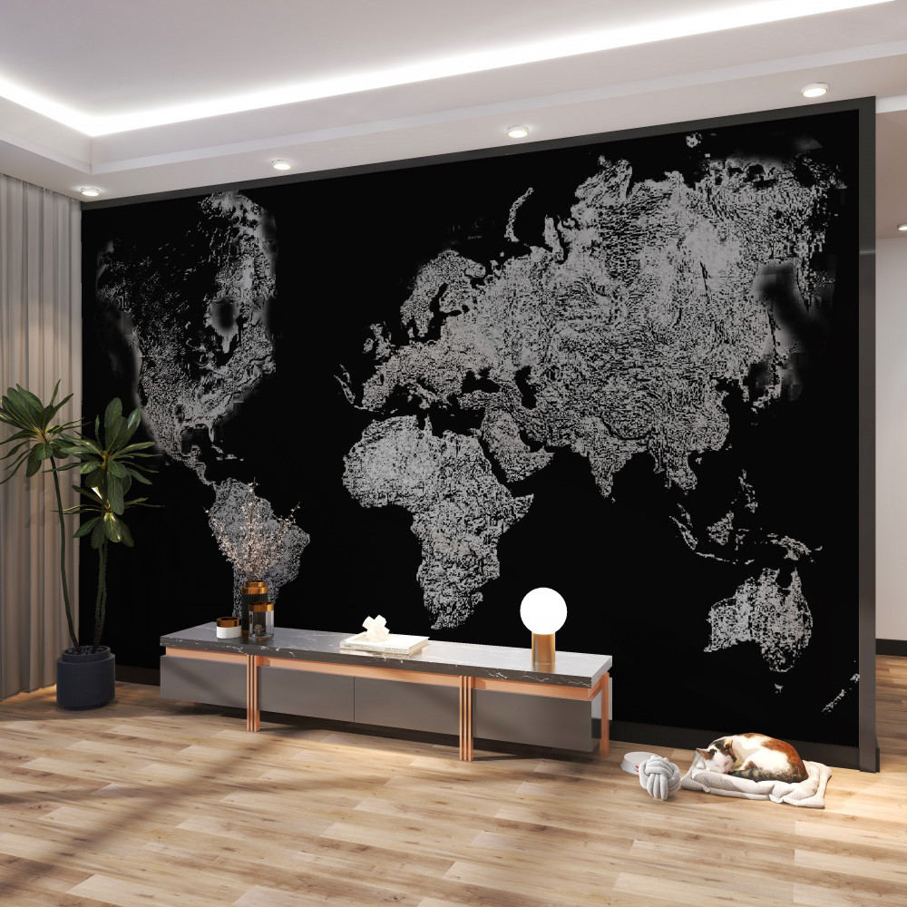 Fototapeta mapa świata z płaskorzeźbami