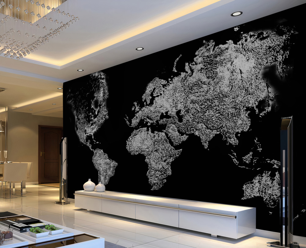 Fototapeta mapa świata z płaskorzeźbami