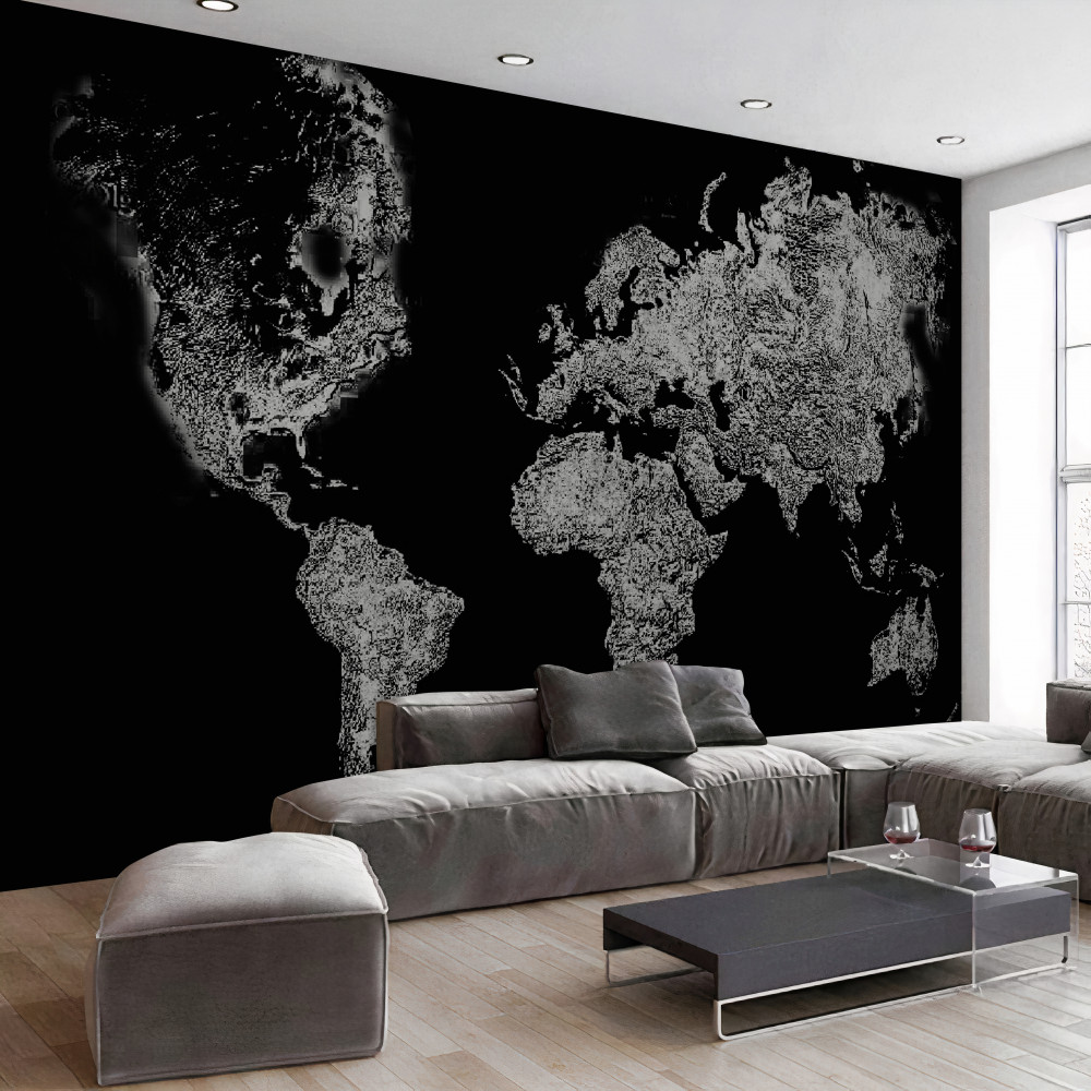 Fototapeta mapa świata z płaskorzeźbami