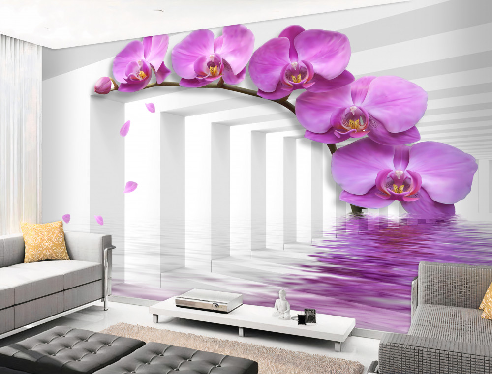 Fototapeta kokarda w kształcie liliowej orchidei
