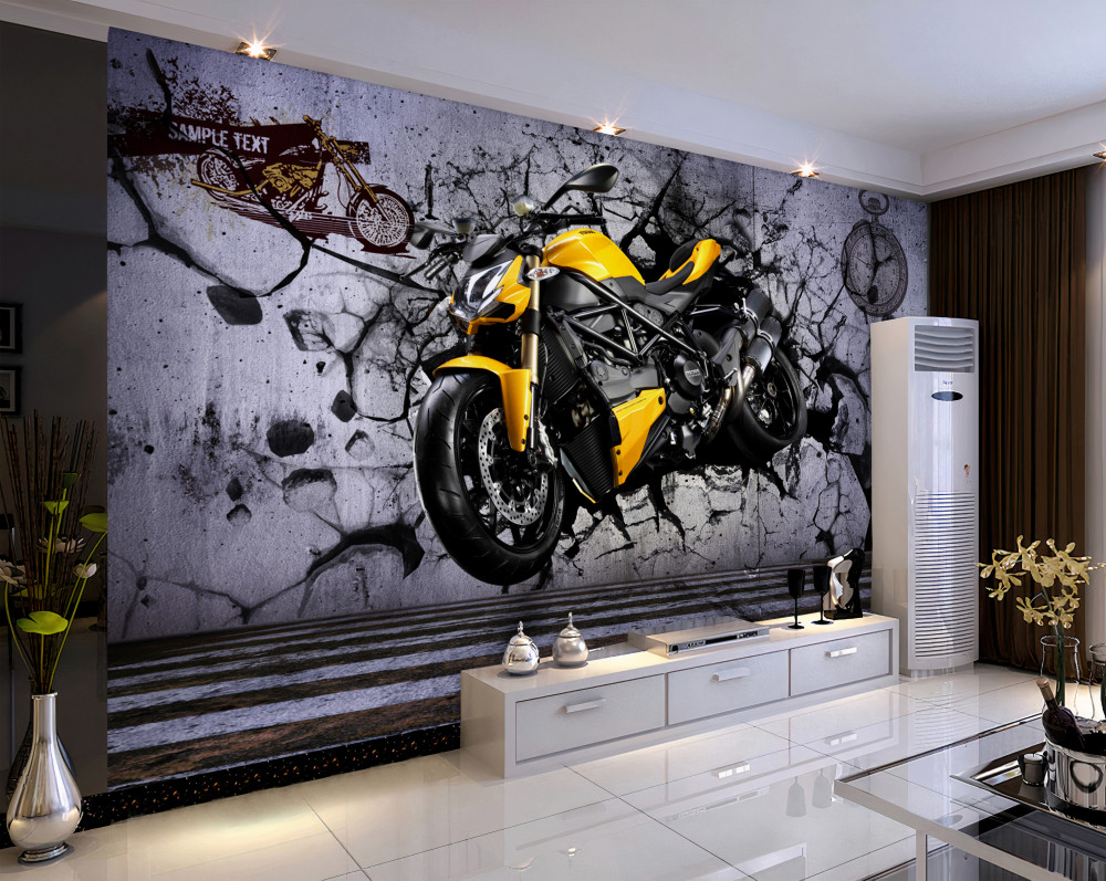 Fototapeta żółty motocykl na graffiti