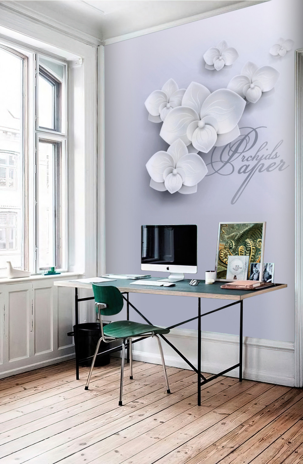 Fototapeta białe orchidee na szarym tle