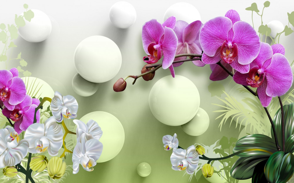 Fototapeta fantazja z pięknymi orchideami