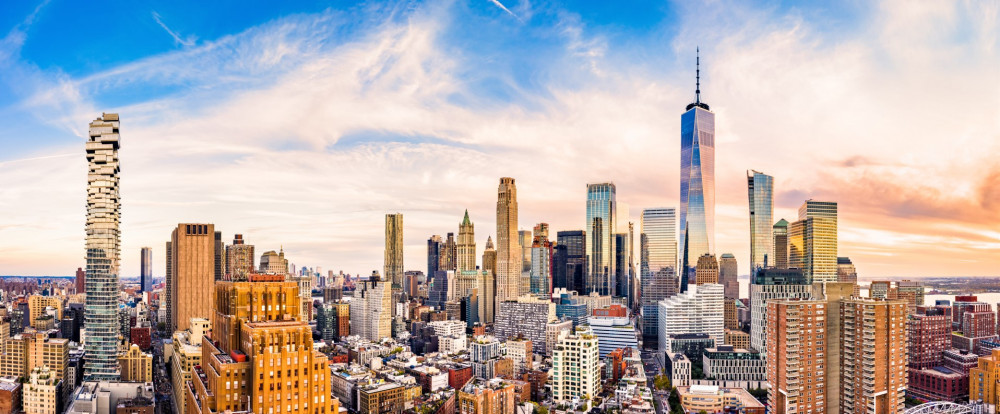 Fototapeta Dolny Manhattan o zachodzie słońca