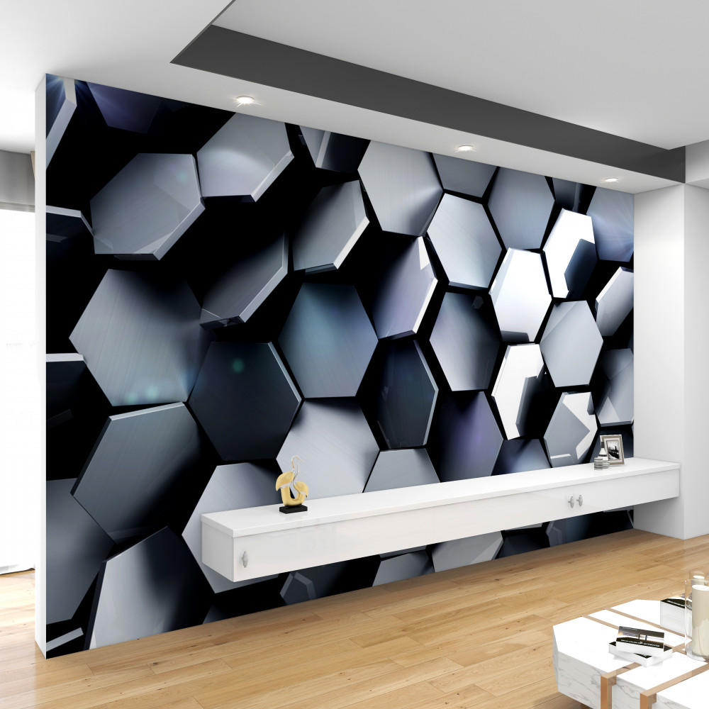 Fototapeta pięciokąty 3D z odbiciami