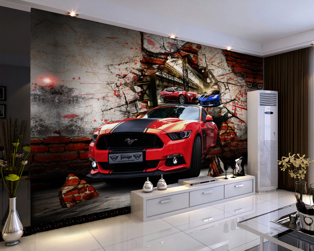 Fototapeta czerwony mustang w ścianie