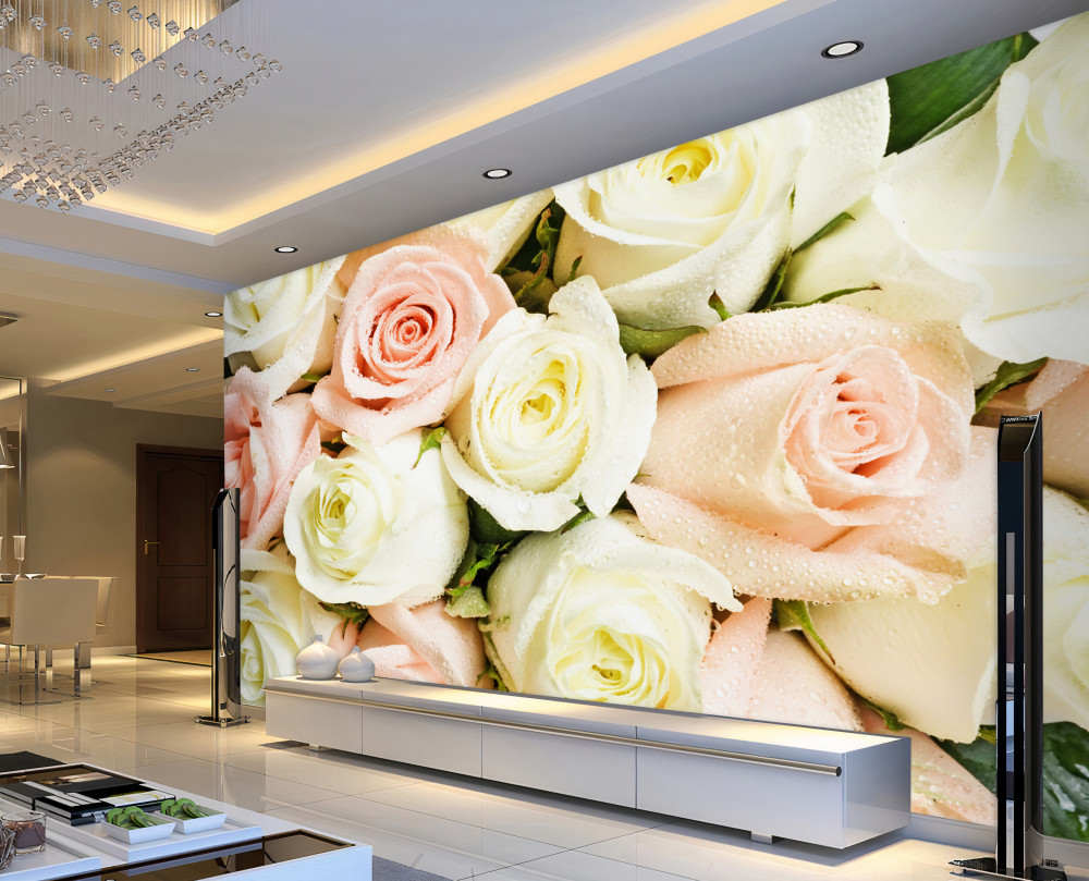Fototapeta delikatny bukiet różowych i beżowych róż