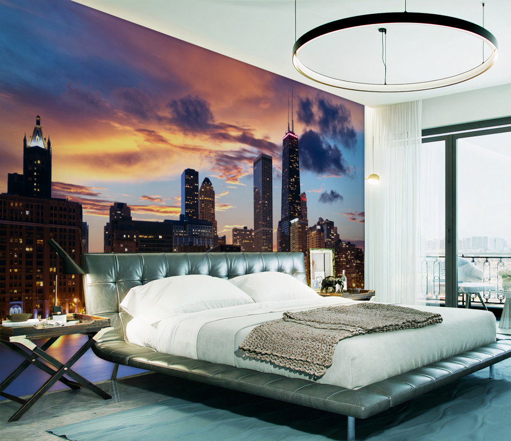 Fototapeta zachód słońca nad Chicago, Illinois