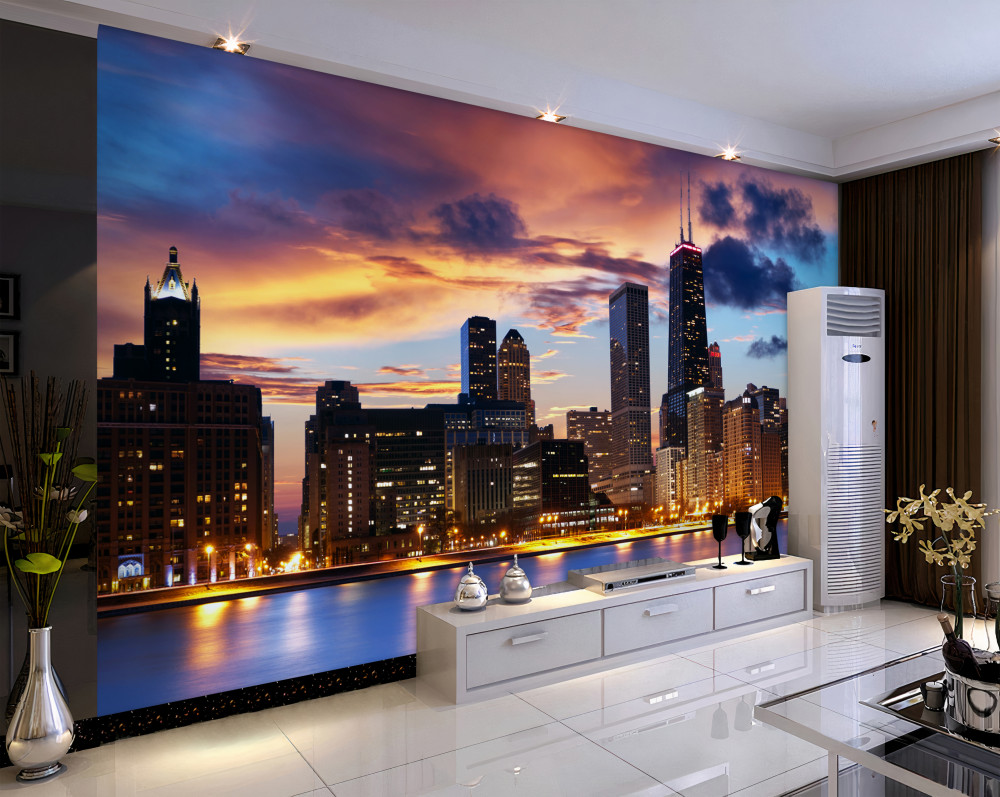 Fototapeta zachód słońca nad Chicago, Illinois