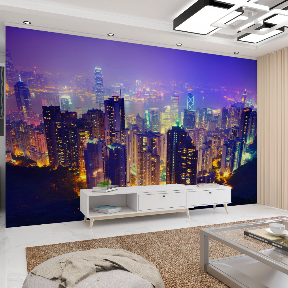 Fototapeta piękny widok na Hongkong nocą
