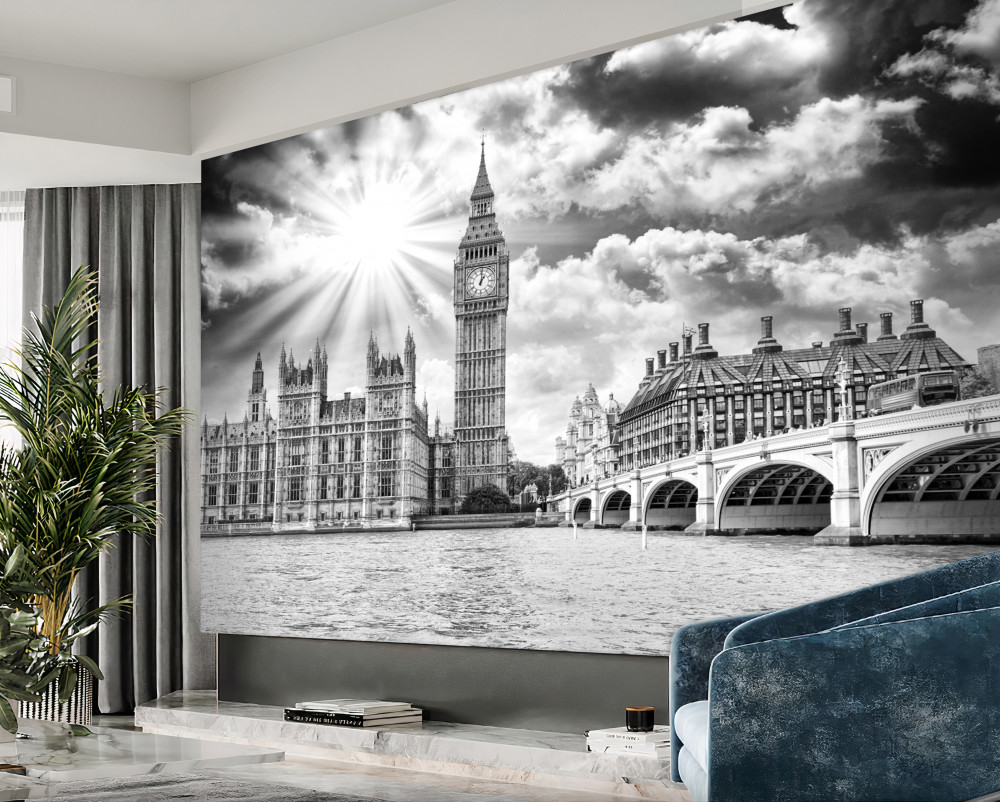 Fototapeta Big Ben czarno-biały Londyn