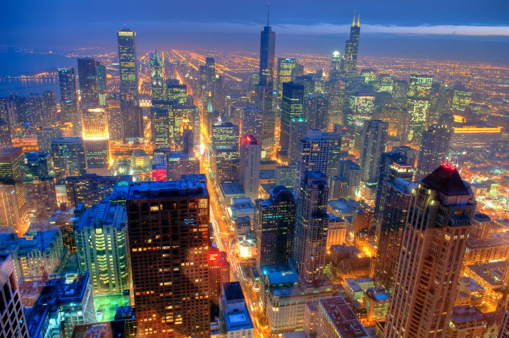 Fototapeta ulice Chicago w światłach