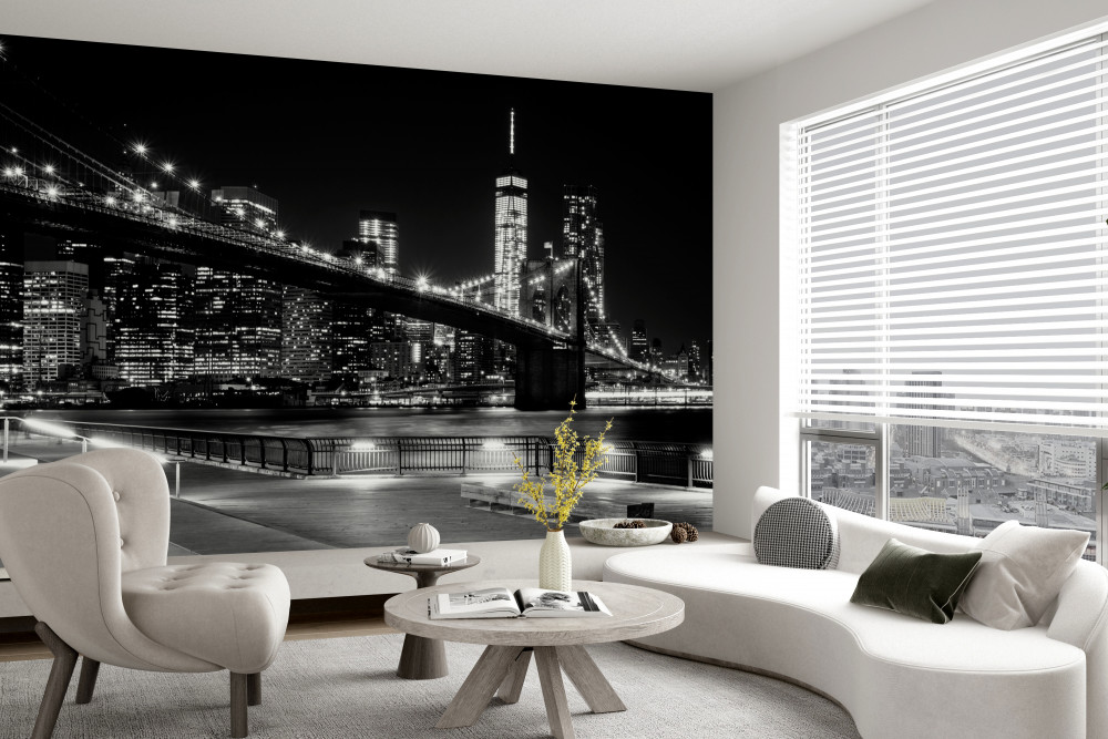 Fototapeta Manhattan i Most Brookliński w czerni i bieli