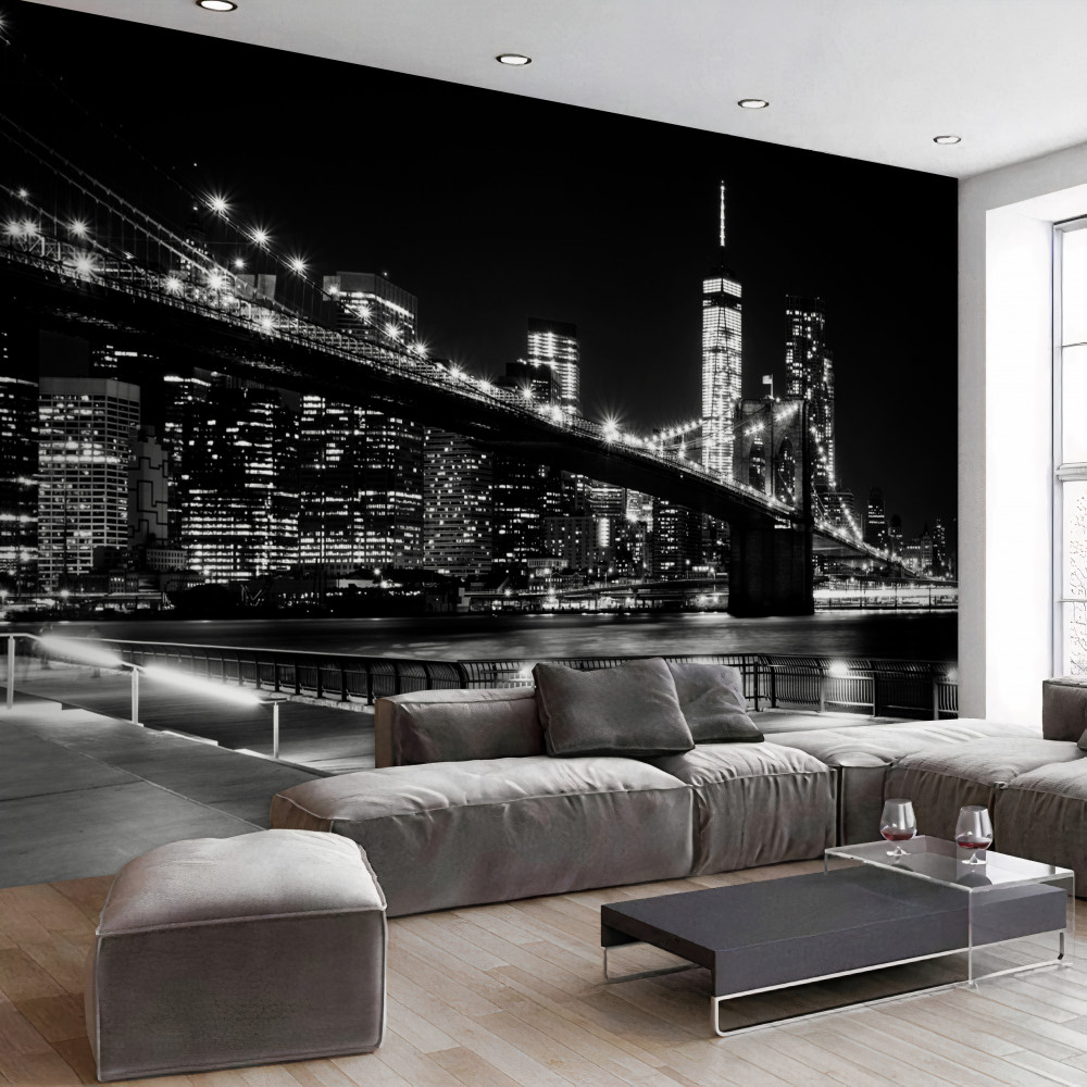 Fototapeta Manhattan i Most Brookliński w czerni i bieli